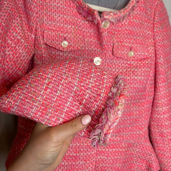 NWT J. Crew Peplum Lady Jacket in Neon Fuchsia Tweed - Picture 4 of 10